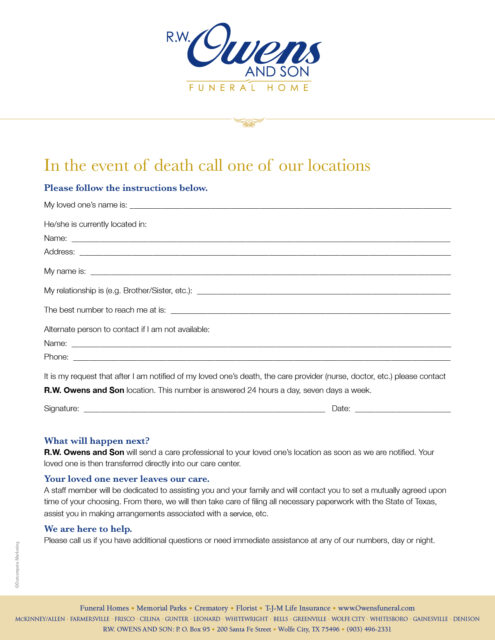 In Case of Death Please Notify